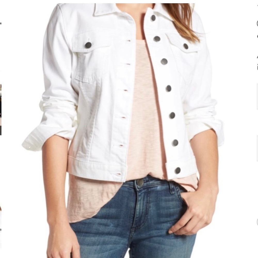 Kut from the Kloth white denim Helena jacket in Small Petite.